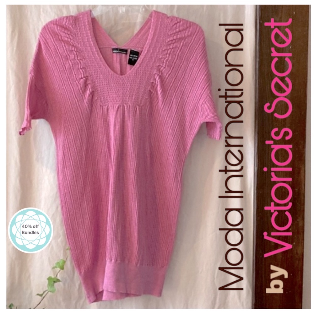 👛 Moda INTL dolman shortsleeved knit top,pink,size S